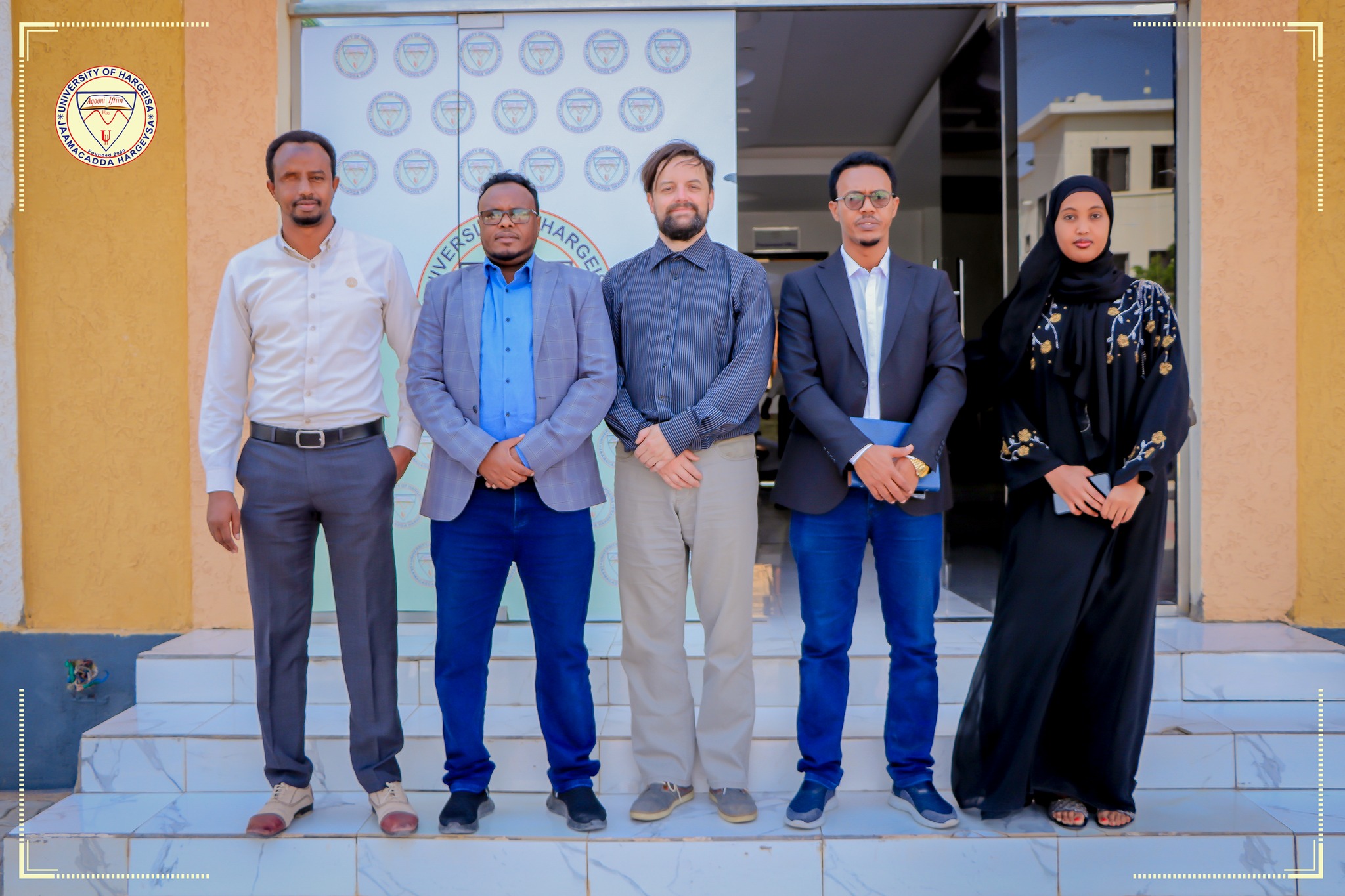 The University of Hargeisa Top Management held a meeting with Dr. Martin, a honeybee expert, and Iqbal Abdirisak, a student who recently completed a student exchange program and spent one semester in the Czech Republic.